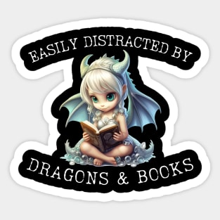 Easily Distracted By Dragons And Books Introvert Shirt Sticker